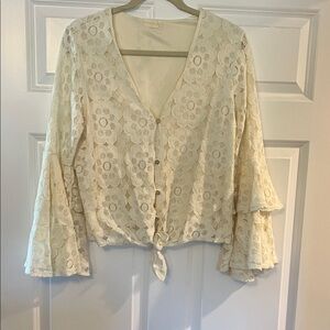 Chic Lace Button-Down Blouse